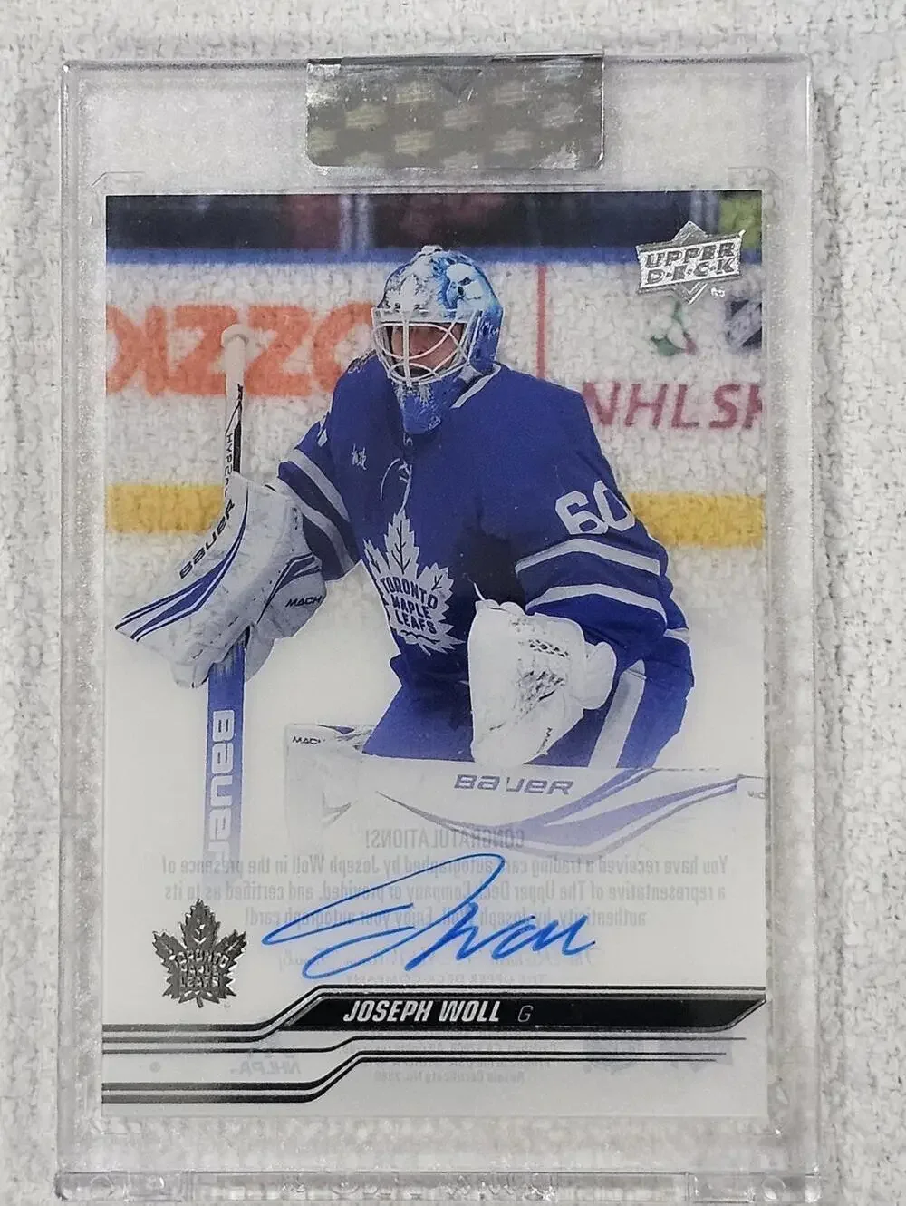 2023-24 Upper Deck Joseph Woll Autographed Toronto Maple Leafs Hockey Card